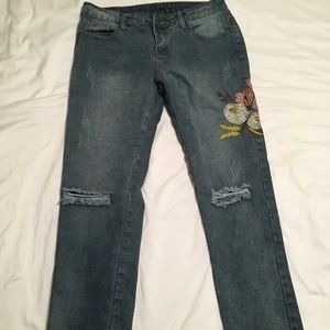 embroidered jeans